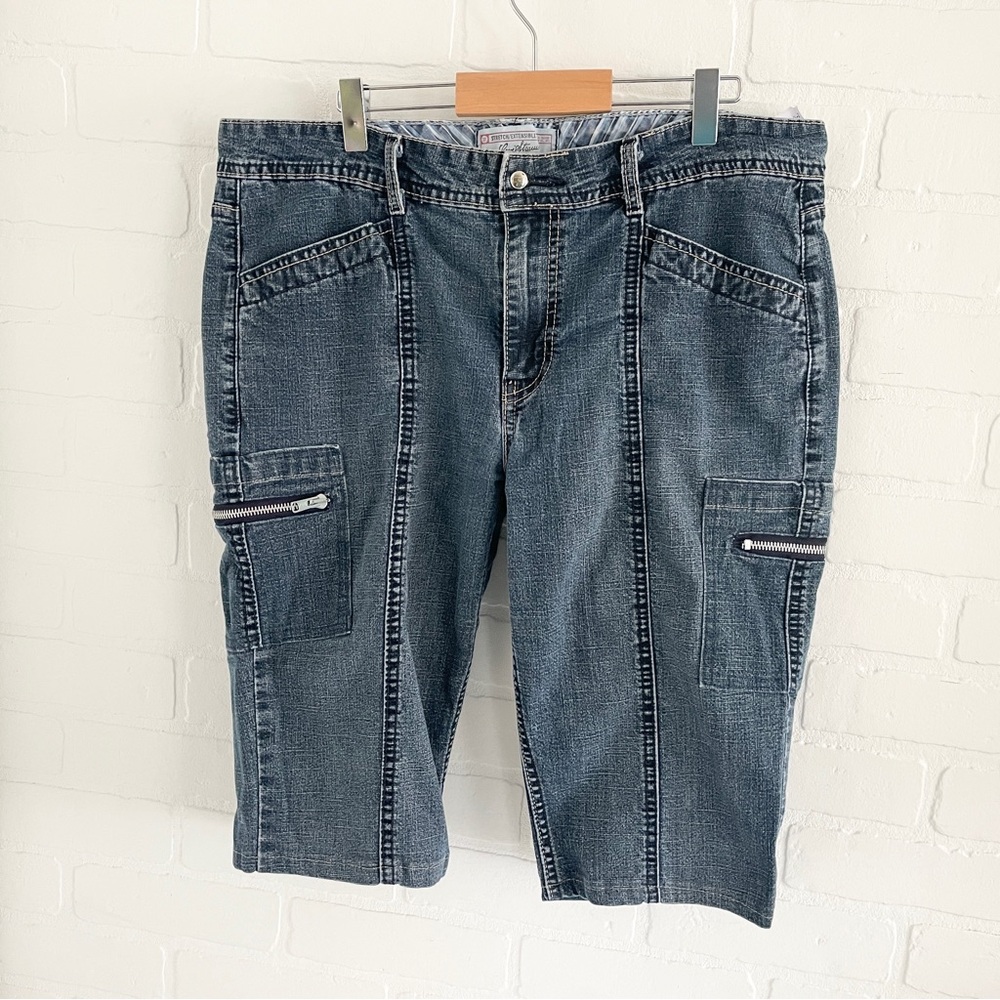 LEVI STRAUSS Y2K Skater Cargo Jorts Zip Pocket Utility Denim Shorts W34